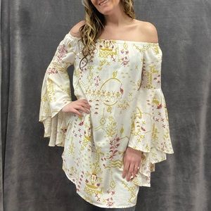 Henna Tunic Top Bell Sleeve Boho Hippie Print New